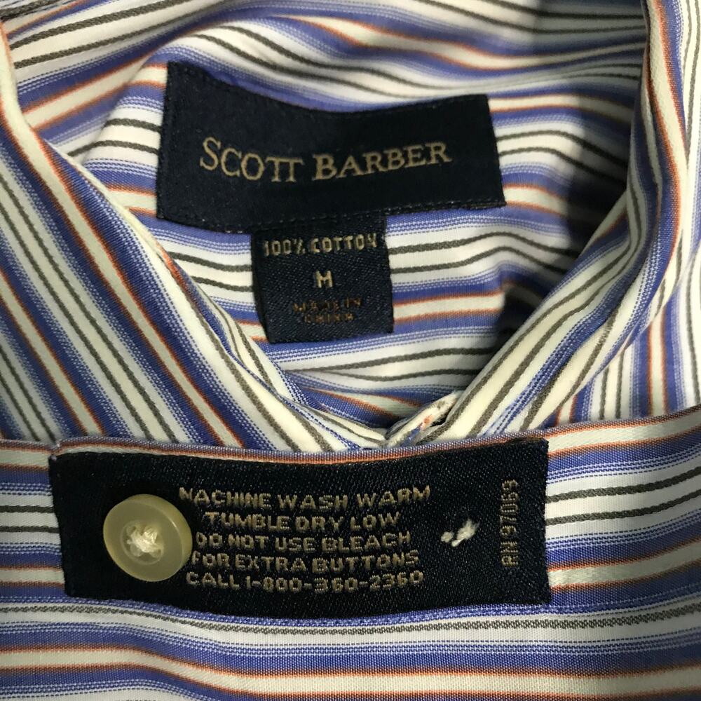 Scott Barber Horizontal Stripe Button Down - image 4